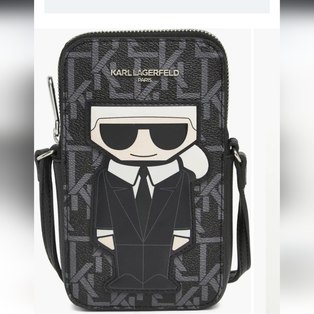 Karl Lagerfeld Black Graphic Crossbody Bag
